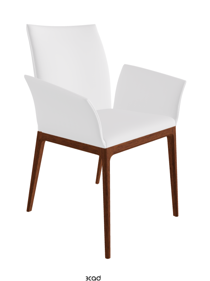 Arcadia Dining Armchair_Walnut Canaletto Stained Beech_Soft Leather_Bianco