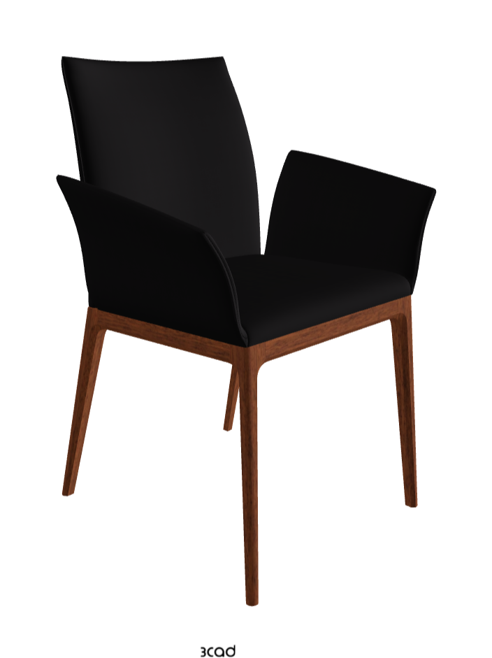Arcadia Dining Armchair_Walnut Canaletto Stained Beech_Soft Leather_Nero