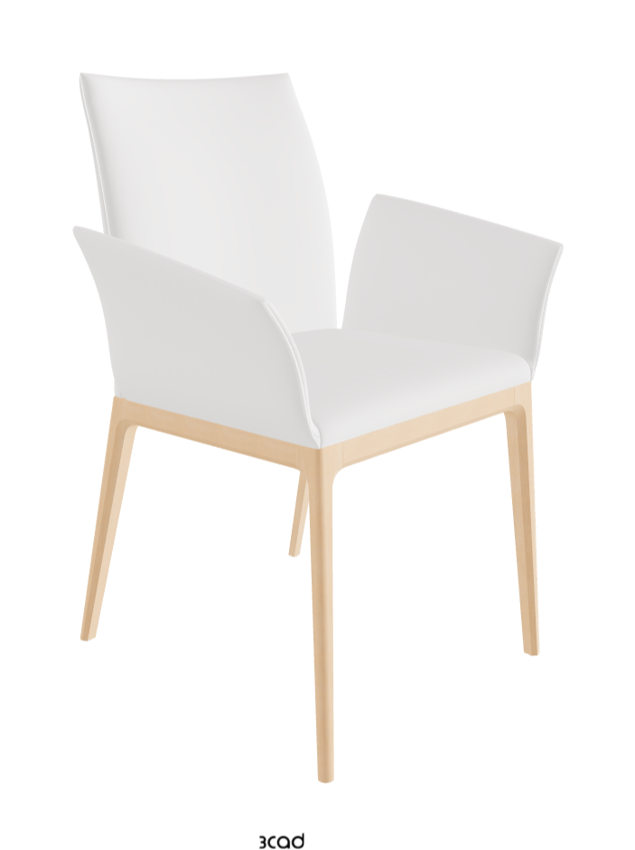 Arcadia Dining Armchair_Natural Stained Beech_Synthetic Leather_Bianco