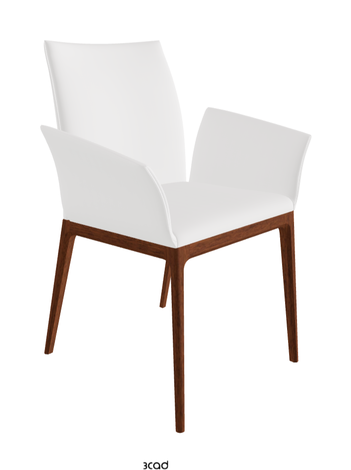 Arcadia Dining Armchair_Walnut Canaletto Stained Beech_Synthetic Leather_Bianco