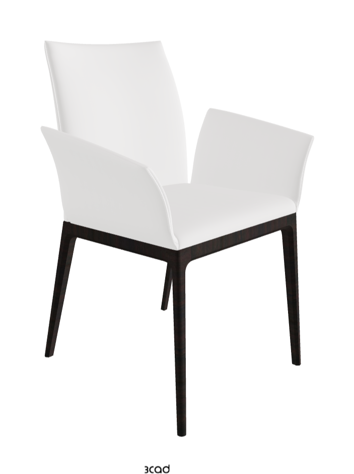 Arcadia Dining Armchair_Dark Wenghe Stained Beech_Synthetic Leather_Bianco