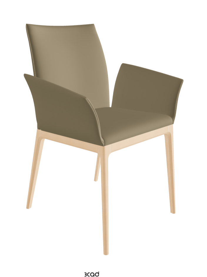 Arcadia Dining Armchair_Natural Stained Beech_Synthetic Leather_Tortora