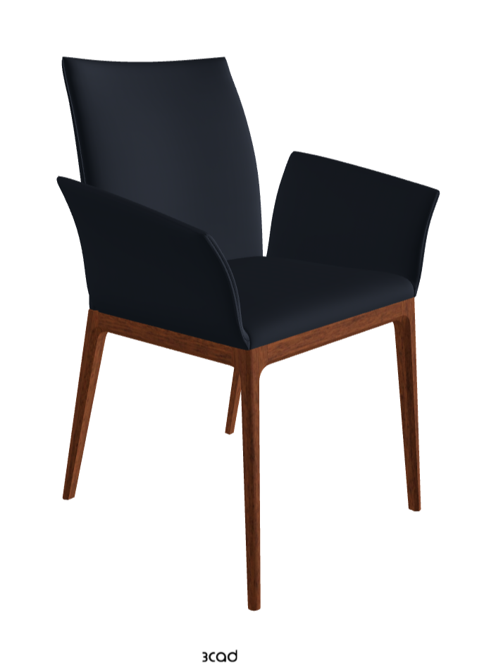 Arcadia Dining Armchair_Walnut Canaletto Stained Beech_Synthetic Leather_Navy