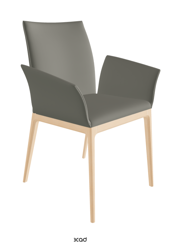 Arcadia Dining Armchair_Natural Stained Beech_Synthetic Leather_Cemento
