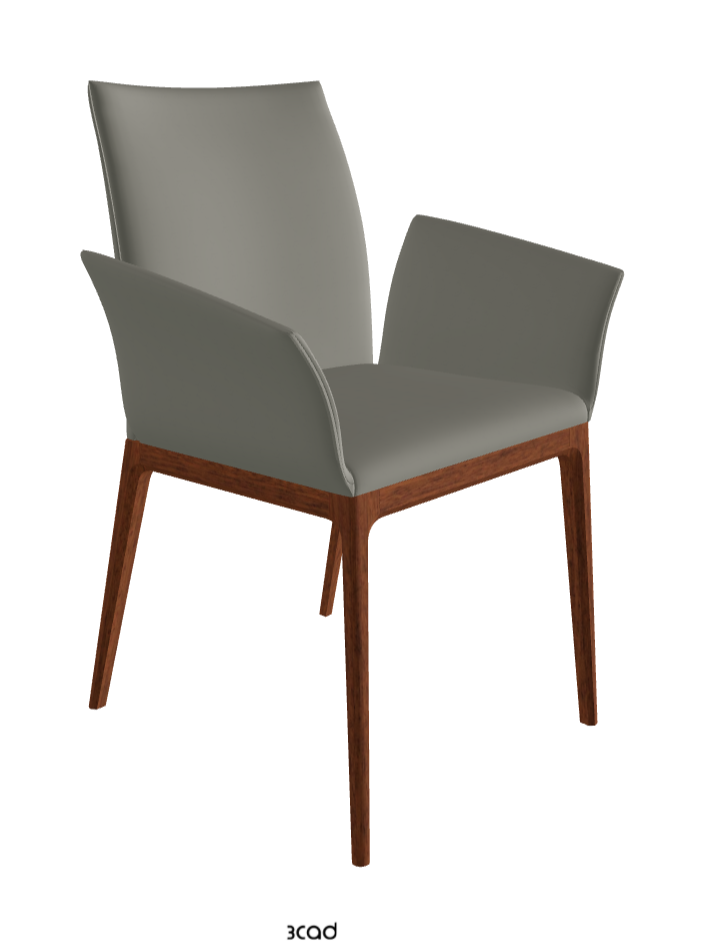 Arcadia Dining Armchair_Walnut Canaletto Stained Beech_Synthetic Leather_Cemento
