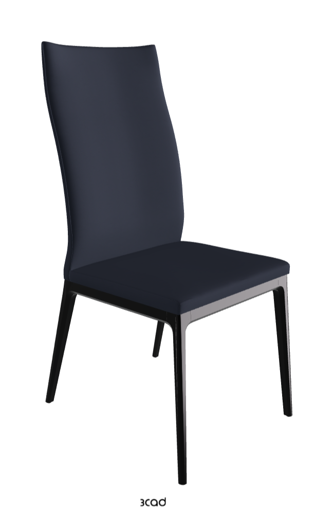Arcadia Couture High Back Dining Chair_Matt Black_Soft Leather_Navy