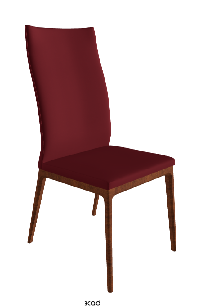 Arcadia Couture High Back Dining Chair_Walnut Canaletto Stained Beech_Synthetic Leather_Rosso Corsa