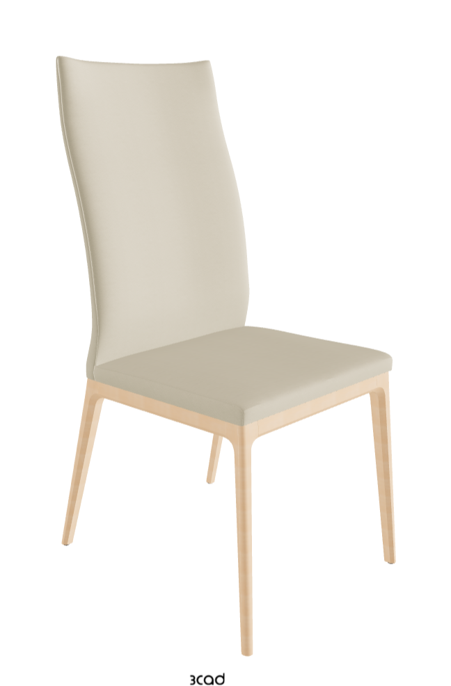 Arcadia Couture High Back Dining Chair_Natural Stained Beech_Synthetic Leather_Oyster