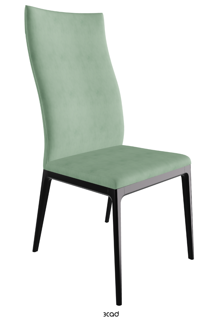 Arcadia High Back Dining Chair_Matt Black_Micro Nubuk_Mint