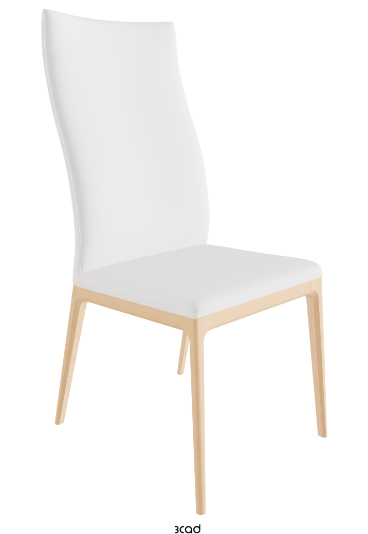 Arcadia High Back Dining Chair_Natural Stained Beech_Synthetic Leather_Bianco