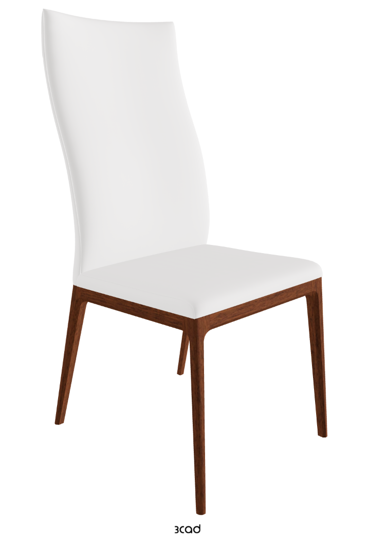 Arcadia High Back Dining Chair_Walnut Canaletto Stained Beech_Synthetic Leather_Bianco