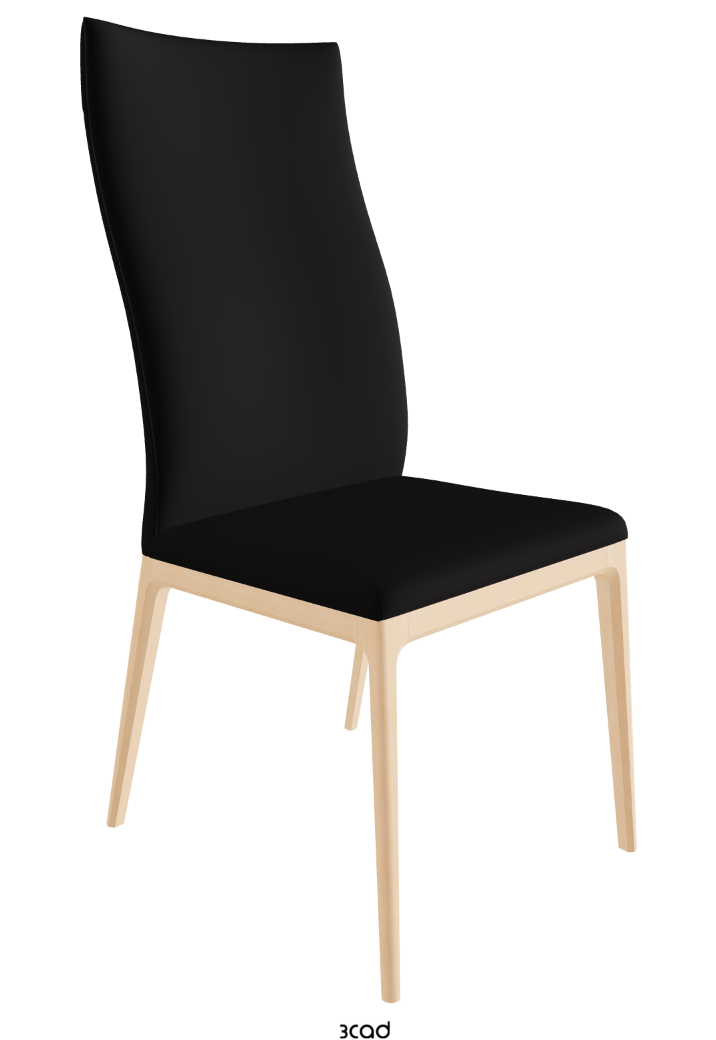Arcadia High Back Dining Chair_Natural Stained Beech_Synthetic Leather_Moka