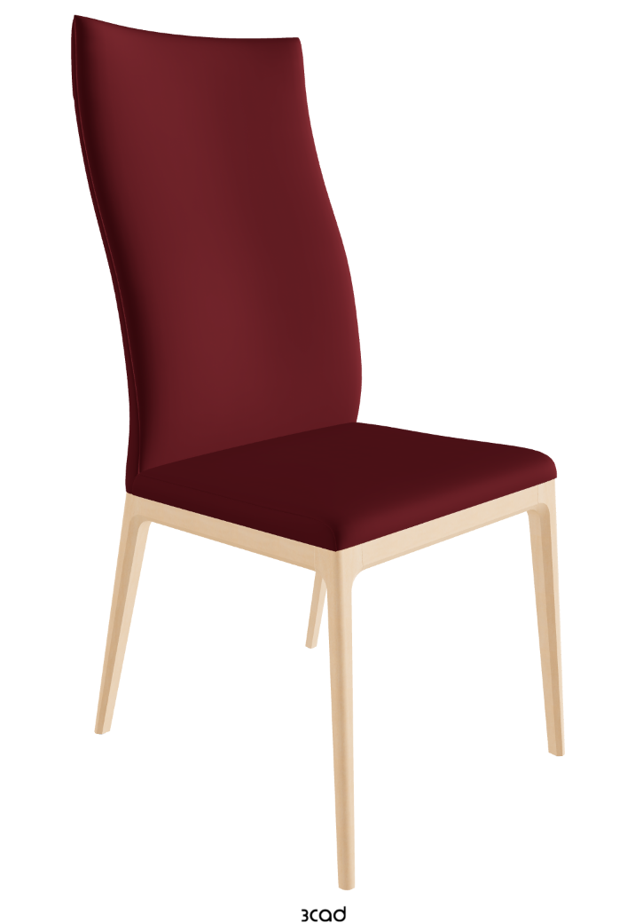 Arcadia High Back Dining Chair_Natural Stained Beech_Synthetic Leather_Rosso Corsa