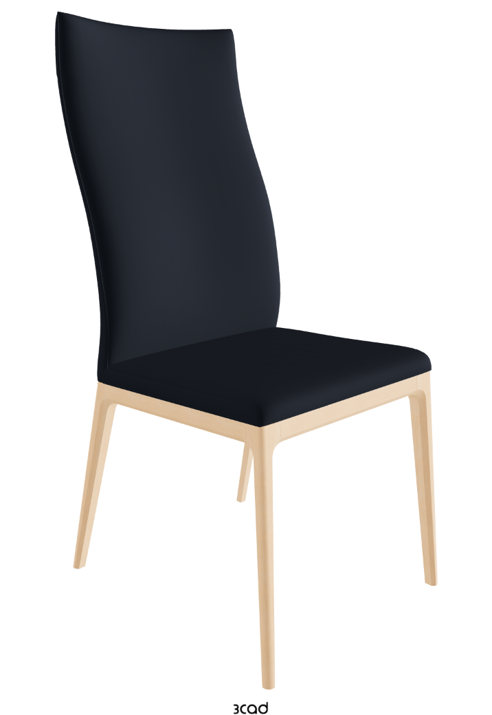 Arcadia High Back Dining Chair_Natural Stained Beech_Synthetic Leather_Navy