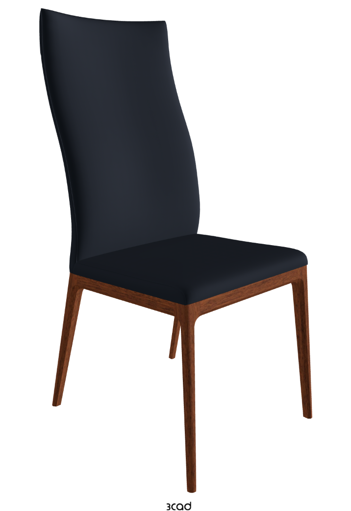 Arcadia High Back Dining Chair_Walnut Canaletto Stained Beech_Synthetic Leather_Navy