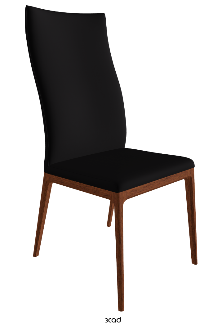 Arcadia High Back Dining Chair_Walnut Canaletto Stained Beech_Synthetic Leather_Nero