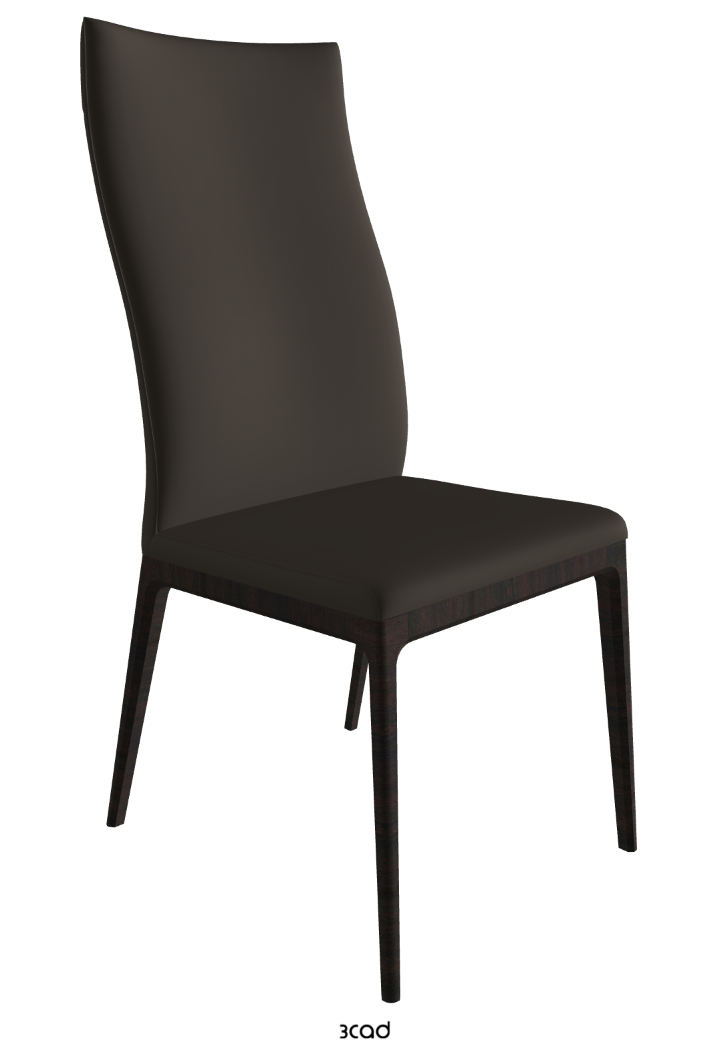 Arcadia High Back Dining Chair_Dark Wenghe Stained Beech_Synthetic Leather_Fossil