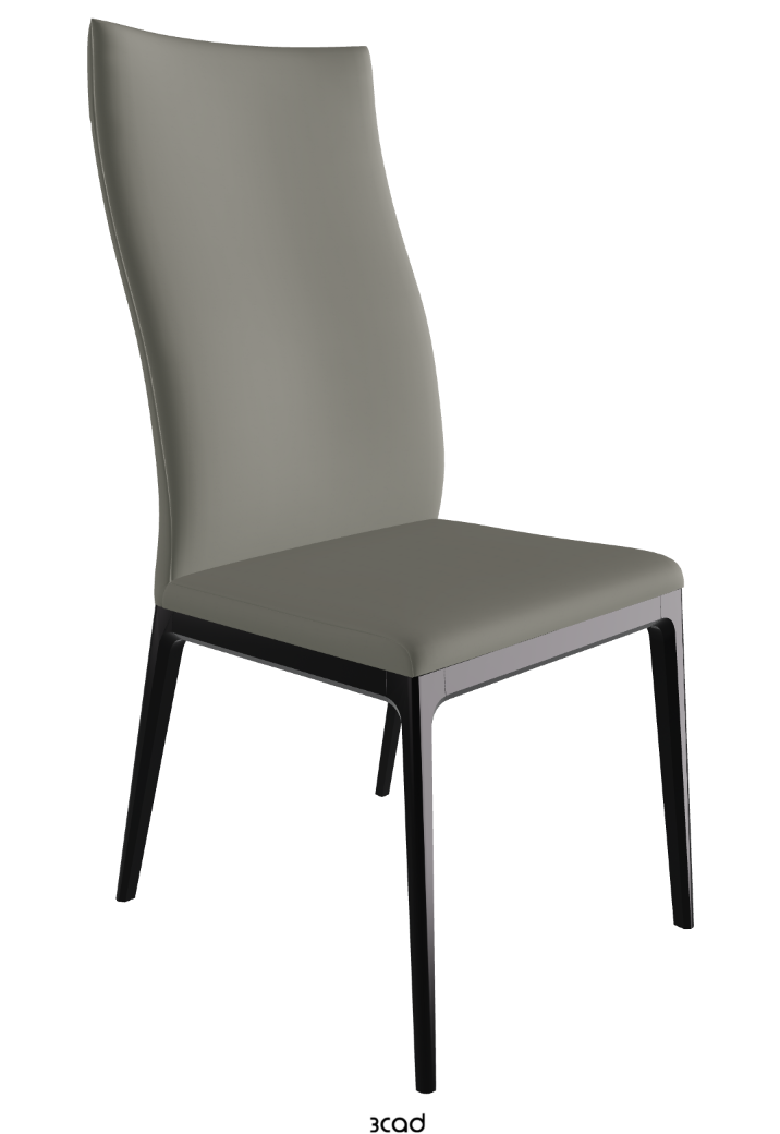 Arcadia High Back Dining Chair_Matt Black_Synthetic Leather_Cemento