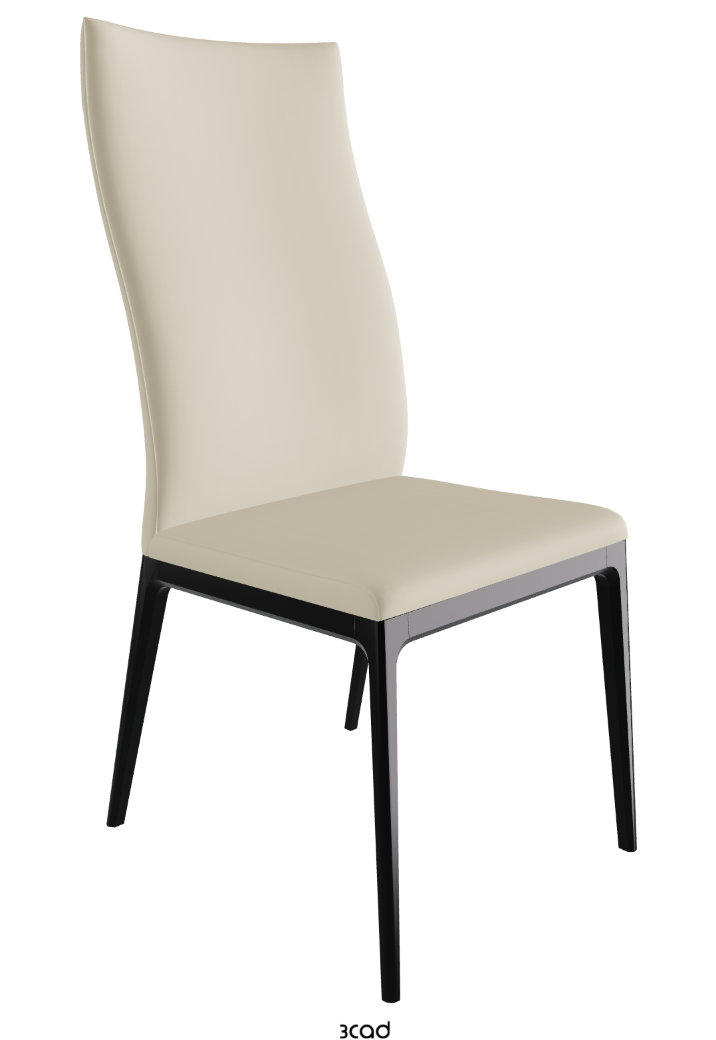 Arcadia High Back Dining Chair_Matt Black_Synthetic Leather_Oyster