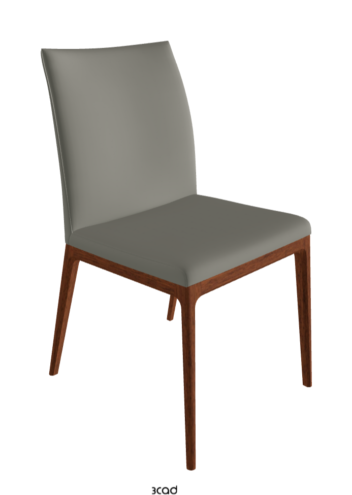 Arcadia Dining Chair_Walnut Canaletto Stained Beech_Synthetic Leather_Cemento