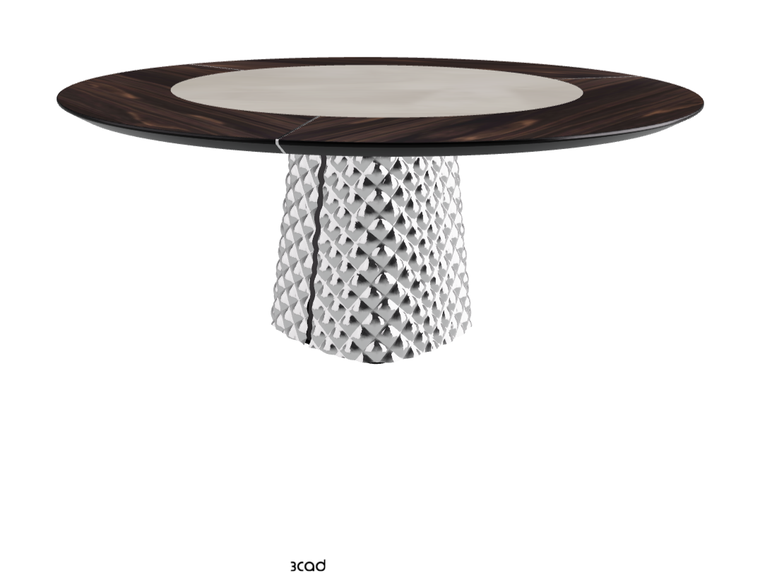 T Diameter 180 x Height 74.5 cm With Swivel_Burned Oak_Mirrored Quilted Fumé Curved Glass_Luxor