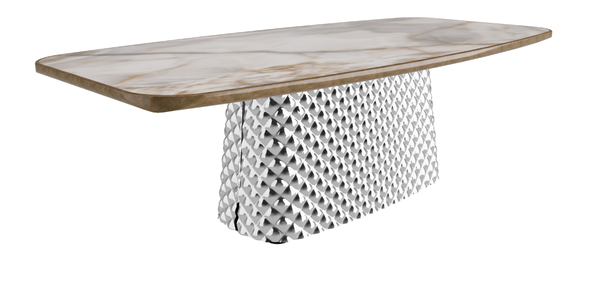 240x120x75h Barrel Shaped_Alabastro_Mirrored Quilted Fumé Curved Glass_Brushed Bronze