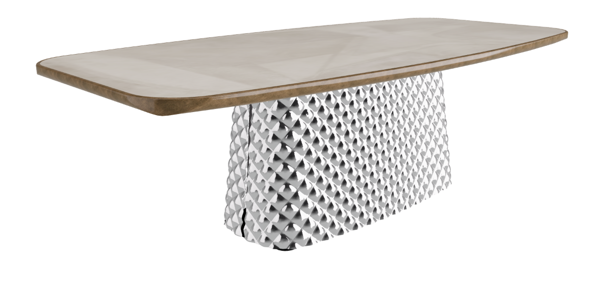 240x120x75h Barrel Shaped_Luxor_Mirrored Quilted Fumé Curved Glass_Brushed Bronze