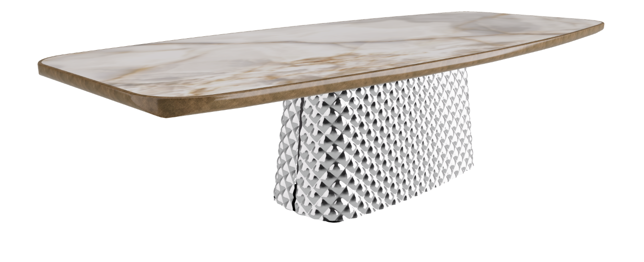300x128x75h Barrel Shaped_Alabastro_Mirrored Quilted Fumé Curved Glass_Brushed Bronze