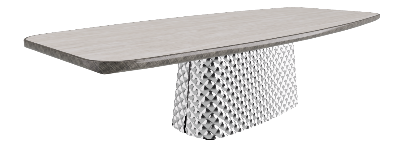 300x128x75h Barrel Shaped_Colosseo_Mirrored Quilted Fumé Curved Glass_Brushed Grey