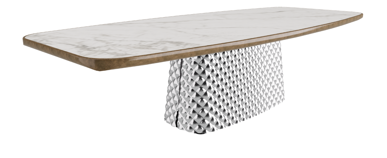 300x128x75h Barrel Shaped_Matt Invisible_Mirrored Quilted Fumé Curved Glass_Brushed Bronze