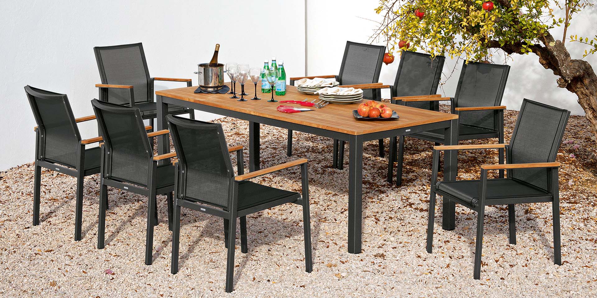 Barlow Tyrie Aura Narrow Dining Aluminium Narrow Table 200