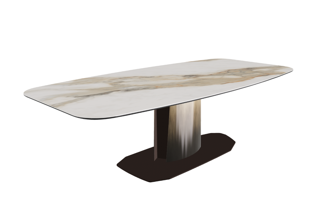 240x120x73 to 105h Barrel Shaped_Glossy Borghini Calacatta_Oxy Brass_Closed