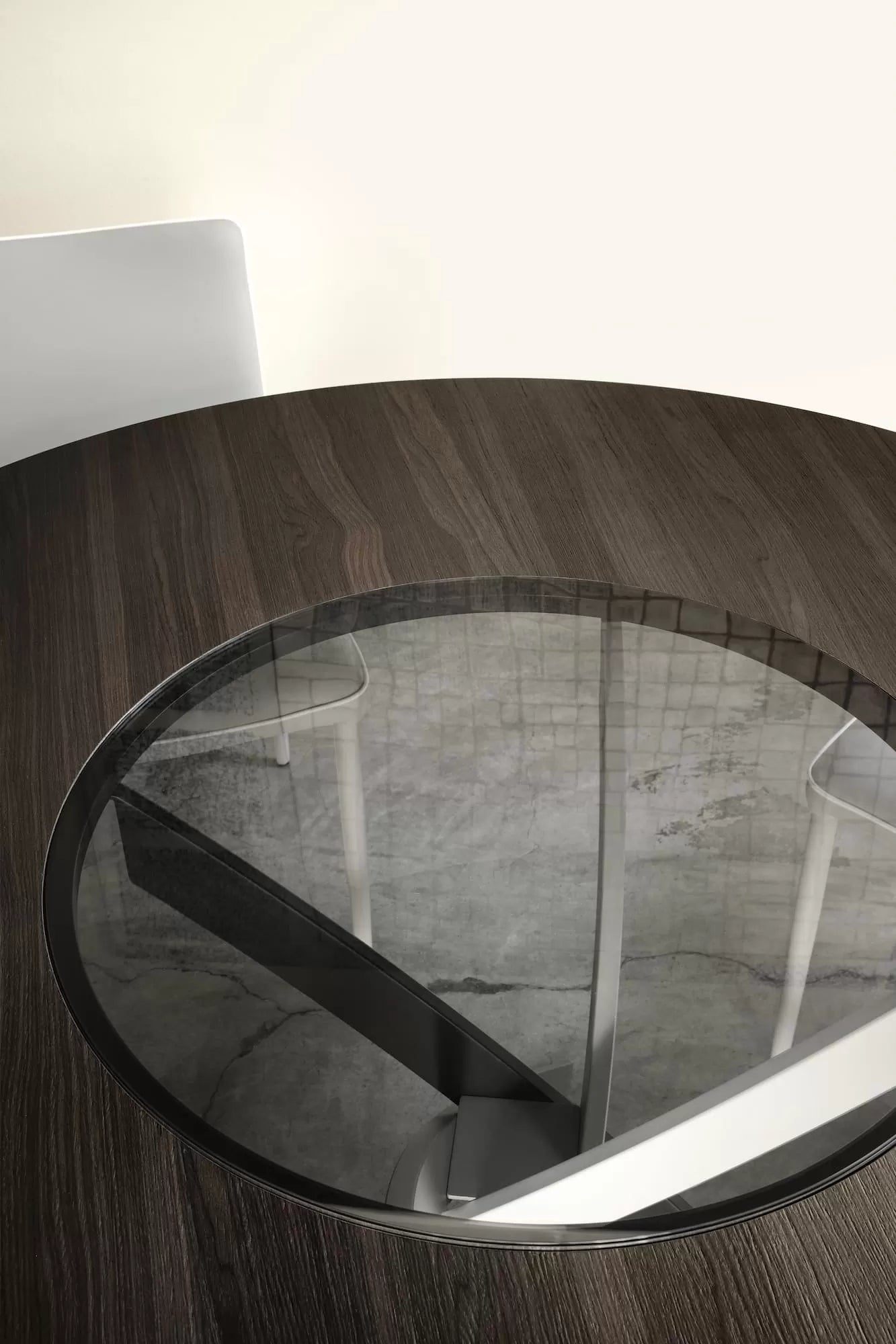 Barone Fixed Round Table With Central Turntable In Glass