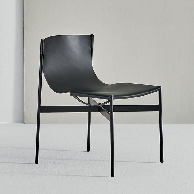 Bontempi Casa Lucrezia Chair In Hide Leather And Metal Frame