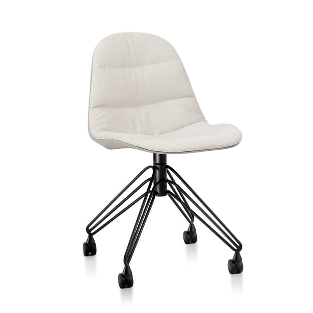 Bontempi Mood Swivel 4-Legged Castor Upholstered Chair with Metal Frame