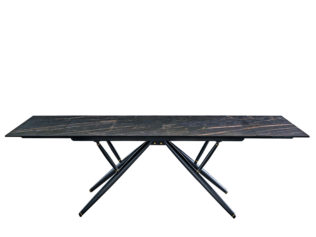 Bridge Extendible table with lacquered metal frame and decorative details