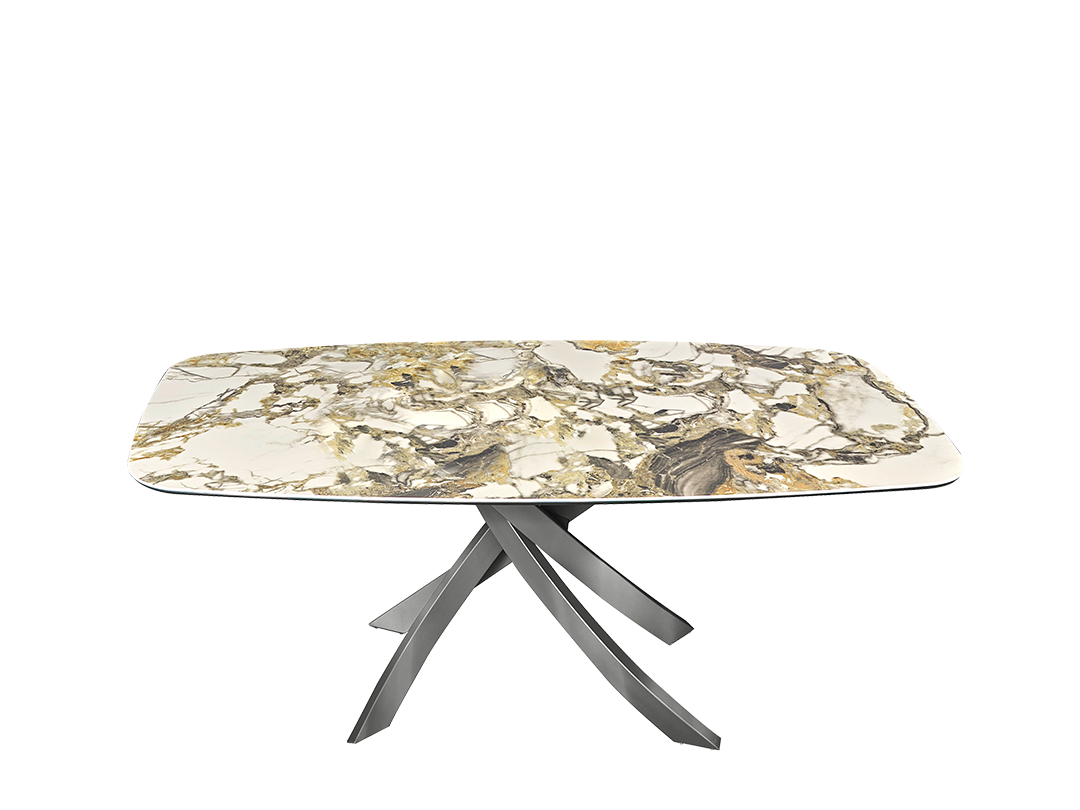 Artistico Fixed table with lacquered Metal frame and top in Glossy glass and Velvet matt anti-scratch lacquered glass