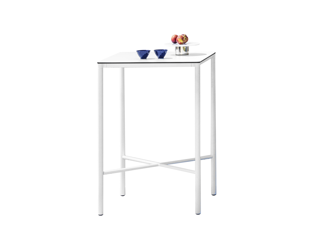 Moon High Fixed high table with lacquered metal frame