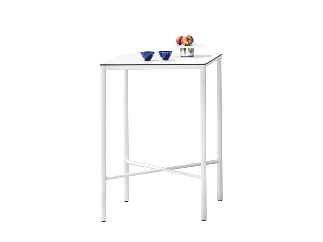 Moon High Fixed high table with lacquered metal frame