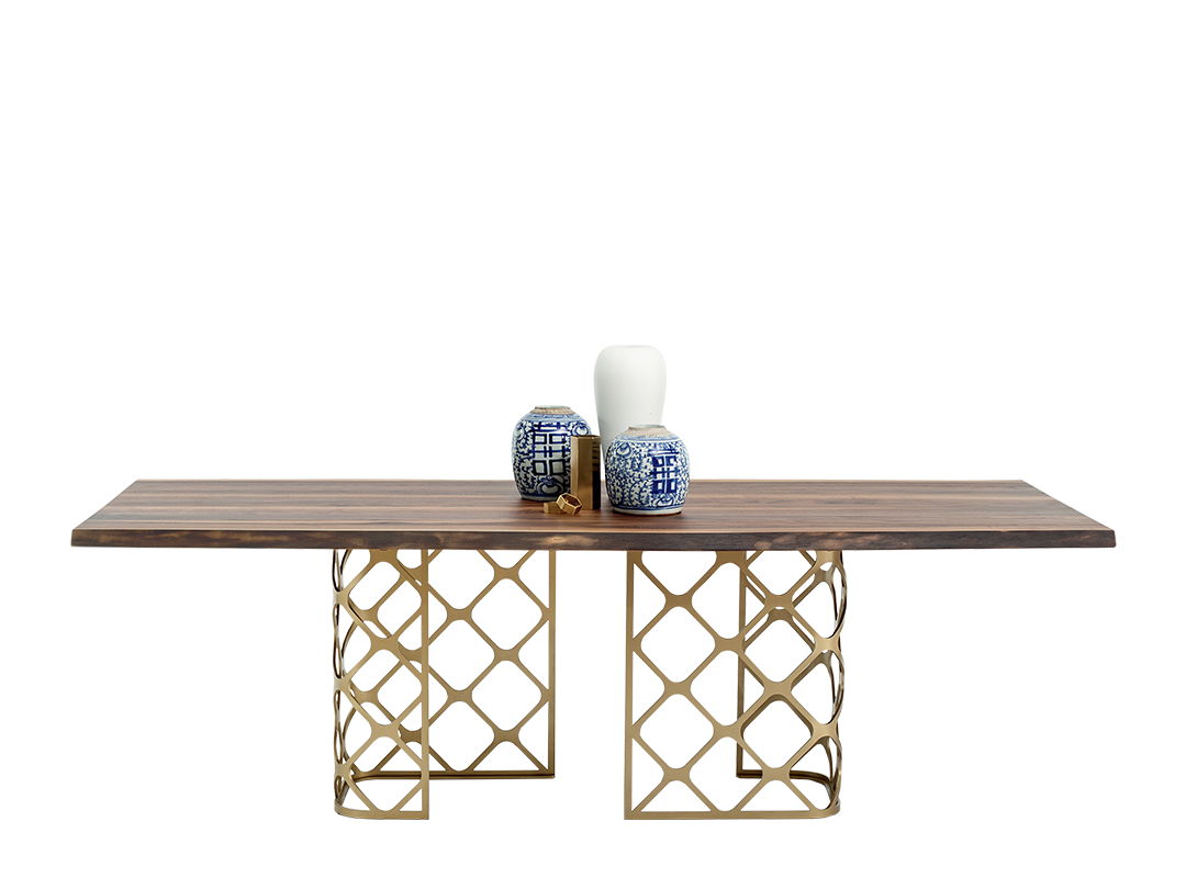 Majesty Table with extensions and lacquered metal frame