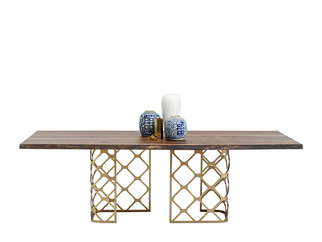 Majesty Table with extensions and lacquered metal frame