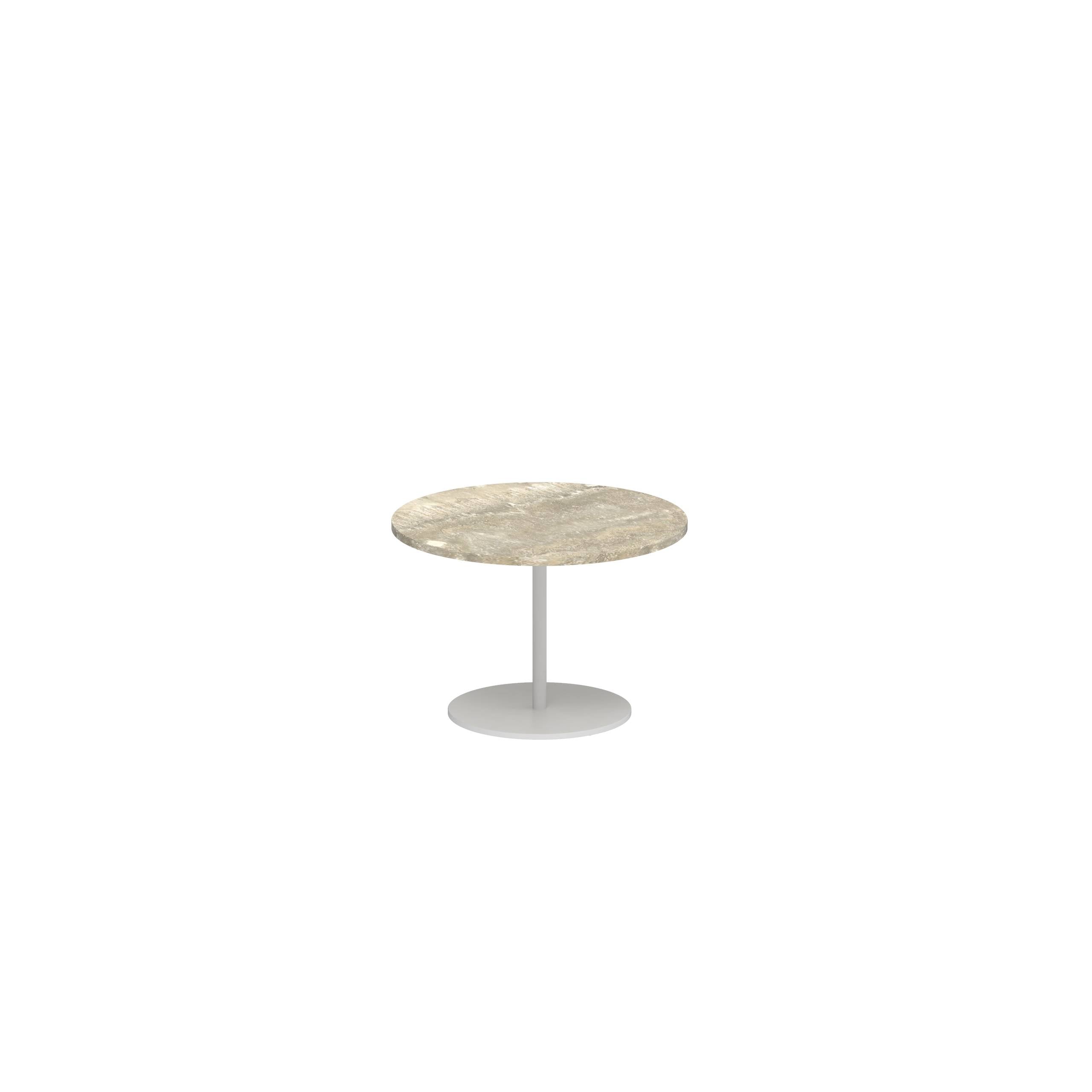 Butler Side Table Ø40cm H28cm White Ceramic Travertino