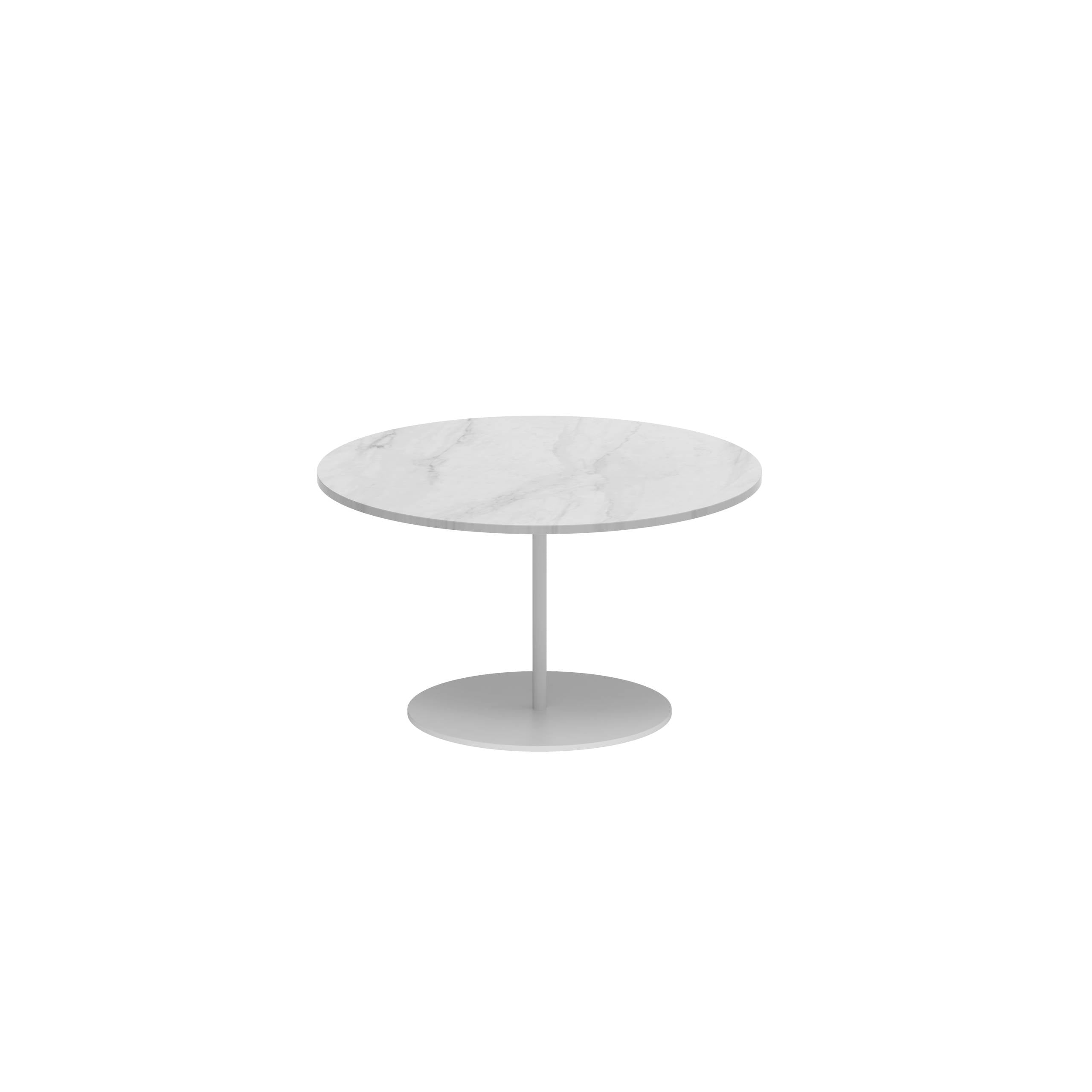 Butler Side Table Ø60cm H35cm White Ceramic Bianco Statuario