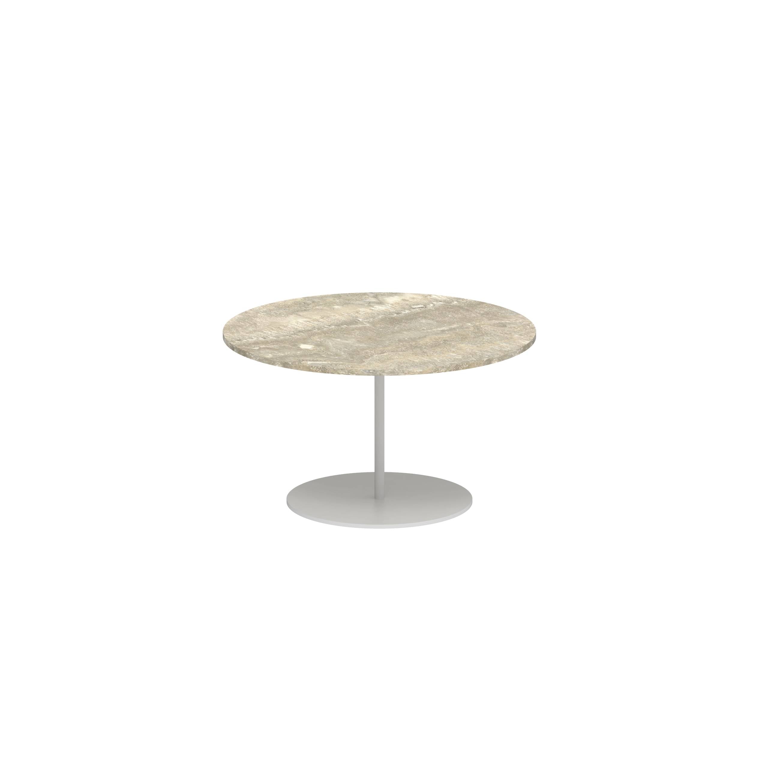 Butler Side Table Ø60cm H35cm White Ceramic Travertino