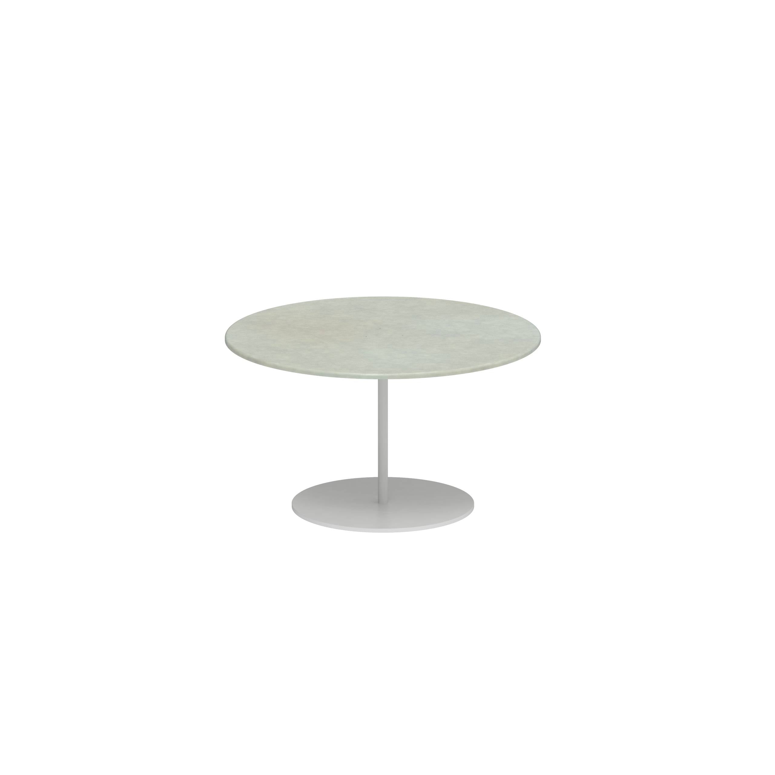Butler Side Table Ø60cm H35cm White Lavastone Jade