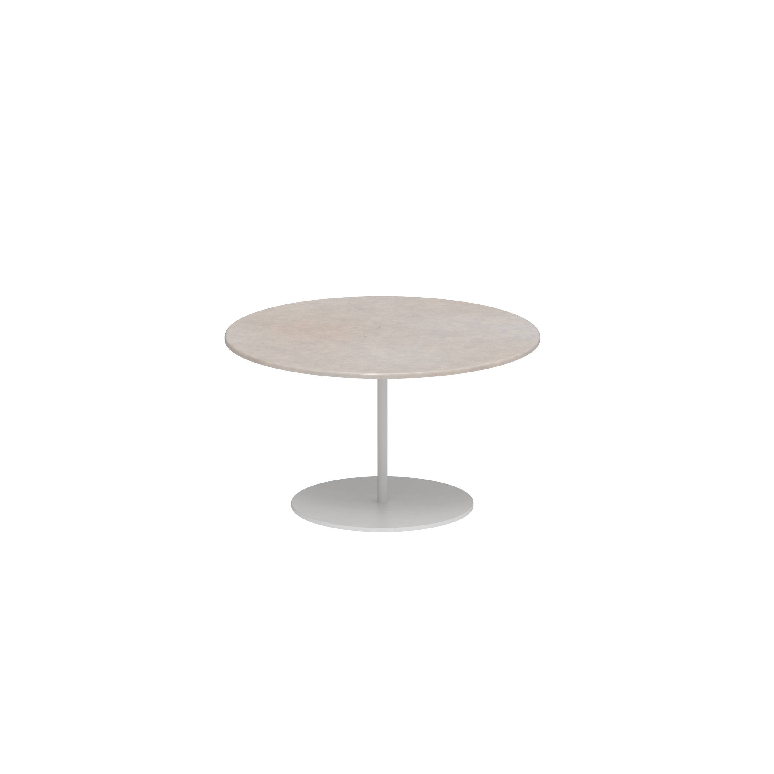 Butler Side Table Ø60cm H35cm White Lavastone Pearl