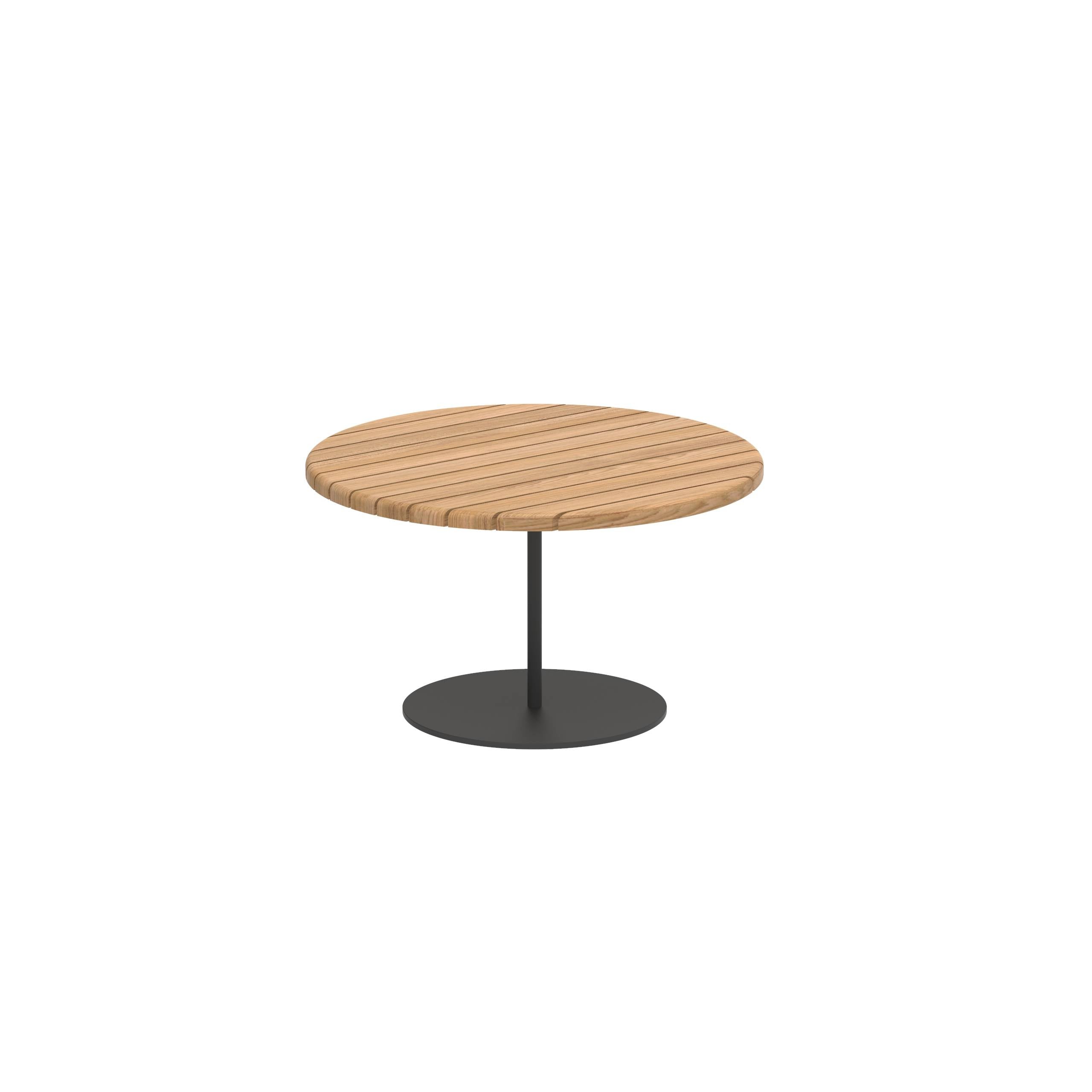 Butler Side Table Ø60cm H35cm Anthracite With Teak Tabletop