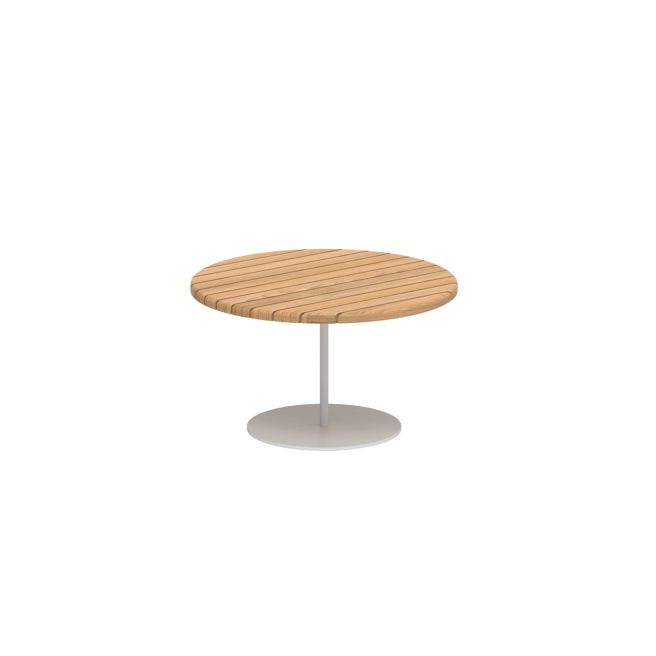 Butler Side Table Ø60cm H35cm Weiss With Teak Tabletop