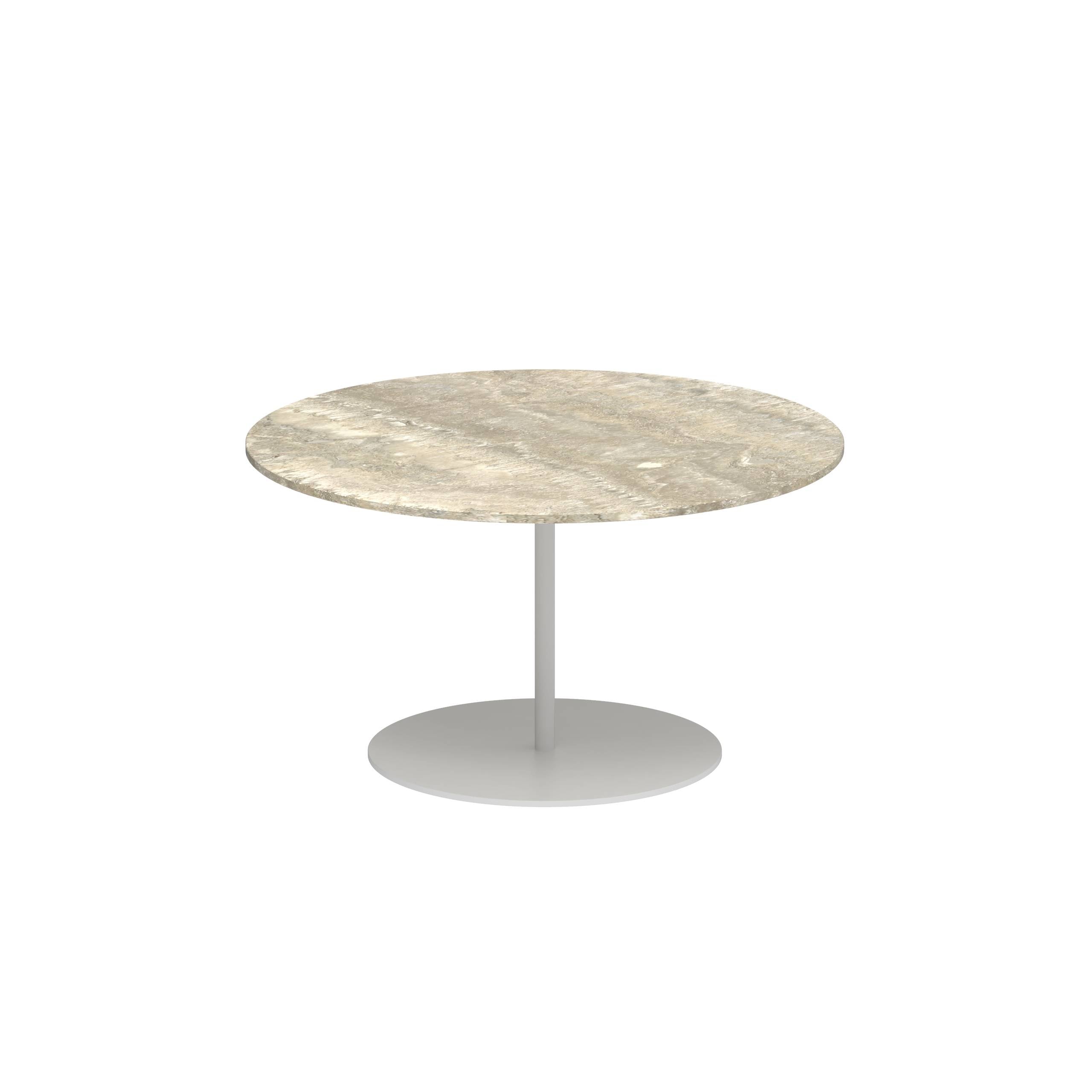 Butler Side Table Ø75cm H40cm White Ceramic Travertino