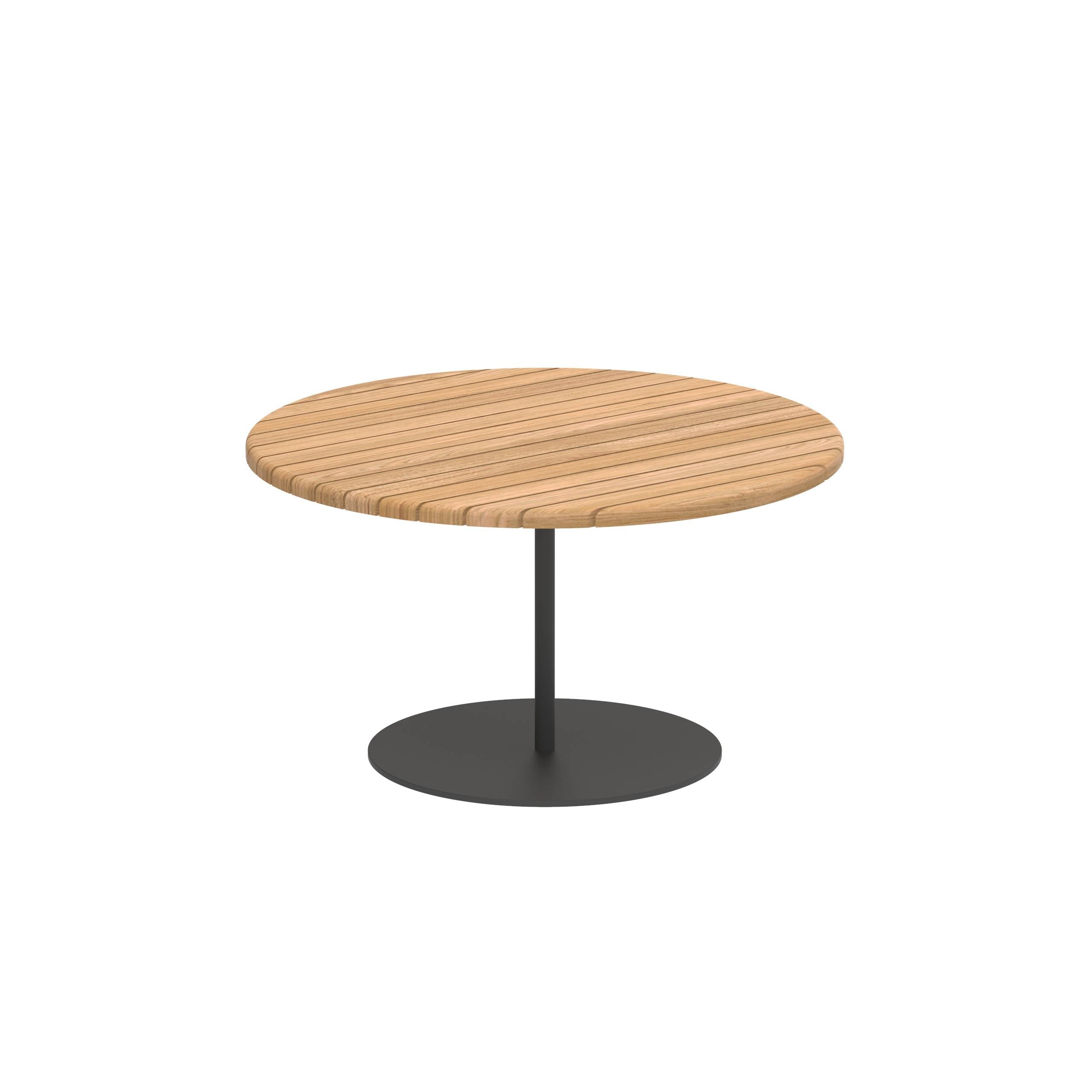 Butler Side Table Ø75cm H40cm Anthracite With Teak Tabletop